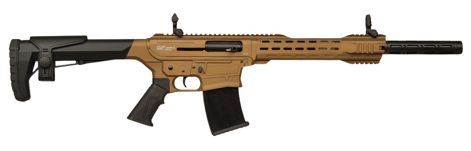 Gforce Arms GF2512BNZ GF25 12 Gauge Semi-Auto 3" 5+1 20" Bronze Cerakote Spiral Threaded Barrel, Bronze Cerakote Picatinny Rail Aluminum Receiver, Adjustable Black Synthetic Stock w/Black Rubber Grip