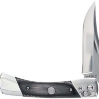 Uncle Henry 1222013 Bear Paw  3.80" Folding Plain 7Cr17MoV SS Blade, Black/SS Wood Laminate Handle