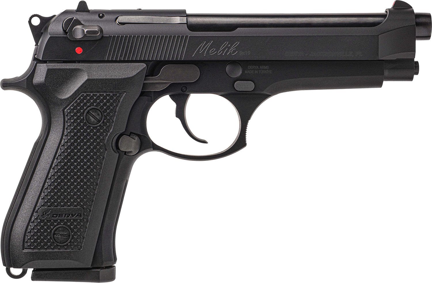 Derya Firearms 10LMELIK9TR Melik 9mm Luger 10+1 4.90" Black Melonite Steel Barrel, Black Melonite Serrated Steel Slide, Black Aluminum Frame, Black Polymer Grip