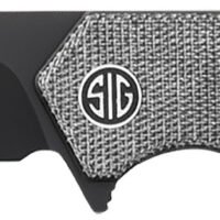 Sig Sauer Knives TS8BB Tsuru  3.30" Folding Tanto Plain Black PVD 154CM SS Blade, 4.20" Salt & Pepper Micarta Handle