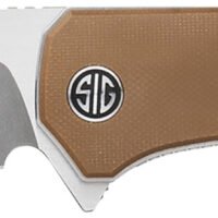 Sig Sauer Knives XI SBRN Xiphos  3.40" Folding Modified Tanto Plain Dark Acid Stonewash/Satin Nitro-V Blade, 4.20" Coyote Brown G10 Handle