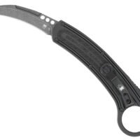CobraTec Knives CTBKRH Karambit  2.75" Folding Plain Stonewashed D2 Steel Blade, 5.88" Black Anodized w/Finger Ring Aluminum Handle