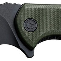 Civivi Knives C18026C-1 Praxis Mini 2.98" Folding Drop Point Plain Black Stonewashed D2 Steel Blade, OD Green Textured G10 Handle