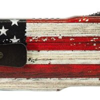 Templar Knife MZWUS121 Premium Weighted  Small 3" OTF Dagger Plain Black Oxide Stonewashed Powder Coated D2 Steel Blade, 4.50" Painted Wood Grain US Flag Aluminum Zinc Alloy Handle