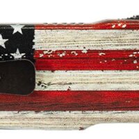 Templar Knife  Premium Weighted Wood US Flag Slim 3" OTF Tanto Plain Black Oxide Stonewashed Powder Coated D2 Steel Blade, 4.50" Painted Wood Grain US Flag Aluminum Handle