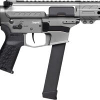 CMMG 99A520FTNG Banshee FE MkGs 9mm Luger 33+1 8" Black Nitride Threaded Barrel, M-LOK Handguard, Tungsten Cerakote Aluminum Receiver w/Picatinny Rail, Black Polymer CMMG RipBrace, CMMG Zeroed Grip