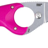 CRKT 2511T Bear Claw 2.39" Fixed Hawkbill Serrated Powder Coated AUS8A SS Blade, Pink Textured GRN Handle