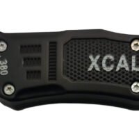 Xcaliber Knife Company  380 ACP  Small 2.75" OTF Part Serrated Black 440C SS Blade, 3.91" Steel Handle