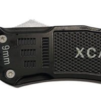 Xcaliber Knife Company  9mm  Large 3.80" OTF Drop Point Black 440C SS Blade, 5.30" Steel Handle