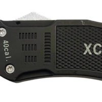 Xcaliber Knife Company  40 Cal  Large 3.80" OTF Tanto Part Serrated Black 440C SS Blade, 5.30" Steel Handle