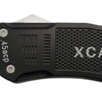 Xcaliber Knife Company  45 ACP  Large 3.80" OTF Tanto Plain Black 440C SS Blade, 5.30" Steel Handle