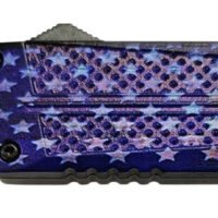 Xcaliber Knife Company  Don't Tread on Me  Medium 3.20" OTF Drop Point Plain Black 440C SS Blade, 4.80" US Flag Aluminum Handle
