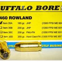Buffalo Bore Ammunition 35A20 Personal Defense Strictly Business 460Rowland 185gr Jacket Hollow Point 20 Per Box/12 Case