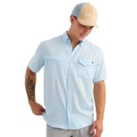 Huk Tide Point Short Sleeve Button Down Shirt Coastal Drift S