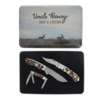 Uncle Henry Knife Combo with Tin 1 Fixed Knife 2 Folding Knives