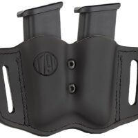 1791 Gunleather MAGF22SBLA MAG-F Double Mag Holster Stealth Black Leather Belt Slide Compatible w/ Double Stack Ambidextrous