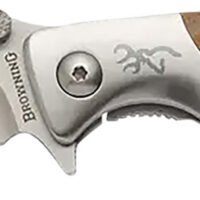 Browning 3220330 Wicked Wing  3.50" Folding Trailing Point Plain Satin 7Cr17MoV SS Blade Amber/Satin G10/SS Handle Includes Pocket Clip