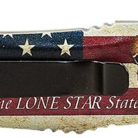 Templar Knife LTX631 Gen II Texan Large 3.50" OTF Drop Point Part Serrated Black Oxide Stonewashed 440C SS Blade, 5.25" Texas Flag Aluminum Handle, Glass Breaker