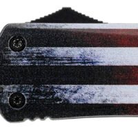 Templar Knife LUS331 Gen II US Flag Large 3.50" OTF Drop Point Plain Black Oxide Stonewashed 440C SS Blade, 5.25" US Flag Aluminum Handle, Glass Breaker