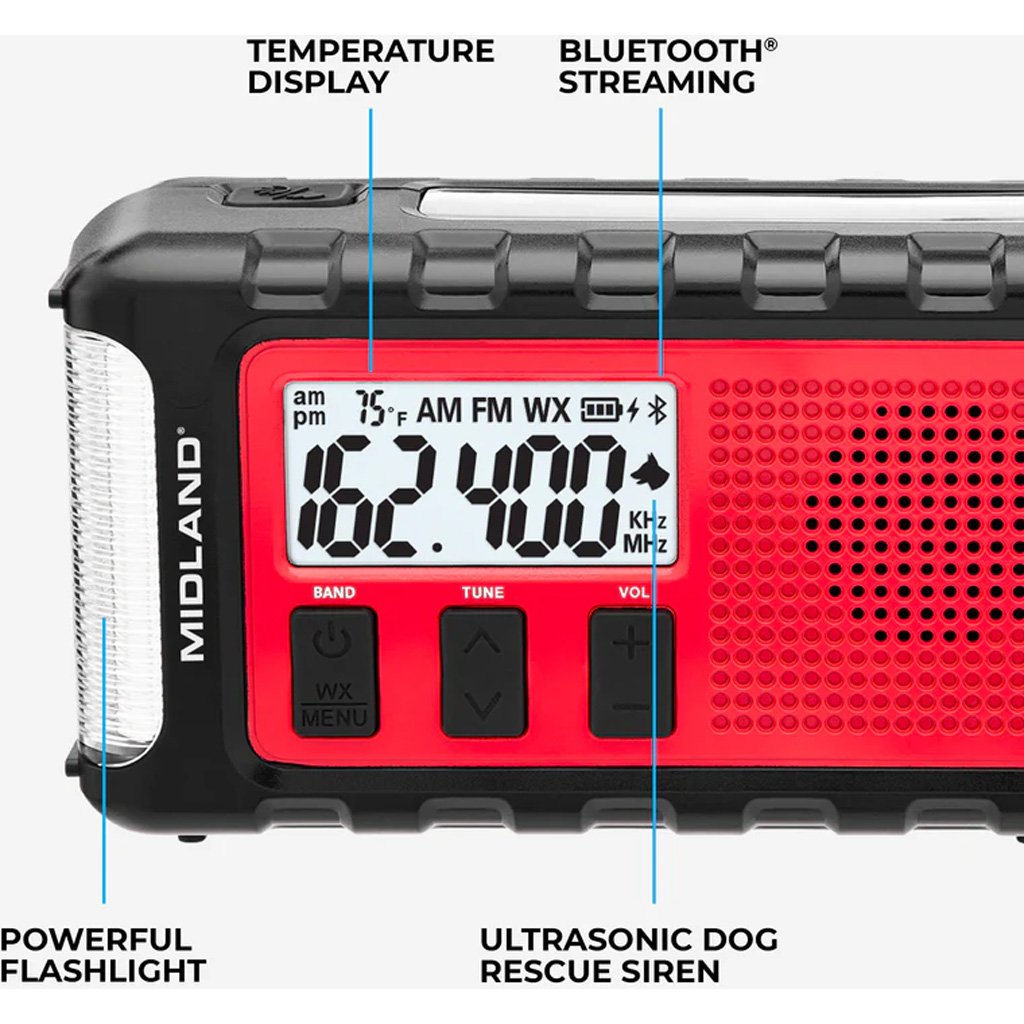 Midland ER310PRO Weather Alert Radio 10,000mAH battery w/Bluetooth & Temp - Image 2