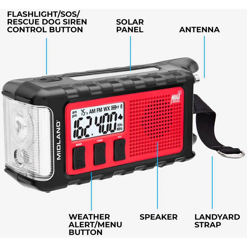 Midland ER310PRO Weather Alert Radio 10,000mAH battery w/Bluetooth & Temp - Image 4