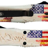 Templar Knife SWTP131 Gen II We The People Small 2.69" OTF Dagger Plain Black Oxide Stonewashed 440C SS Blade, 4.31" White w/Flag & "We The People" Aluminum Handle, Glass Breaker