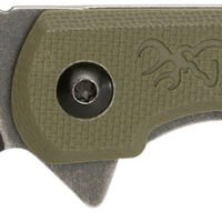 Browning 3220507 Branded Rock  EDC 3" Folding Tanto Plain Black Stonewashed 7Cr17MoV SS Blade OD Green, G10 Handle