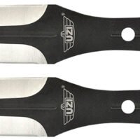 Uzi Accessories UZKTRWTZP Throwing Knives  Two Fixed Plain Black/Silver Stainless Steel Blade, Black Stainless Steel Handle, Includes Nylon Holster