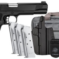 Kimber Mfg.,inc 3700812 Custom LW Club Bundle 45ACP 7+1 5" Front Serrations Stainless Slide KimPro Black F/S Rubber Grip