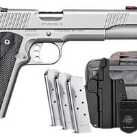 Kimber Mfg.,inc 3200007 Stainless II Club Bundle 45ACP 7+1 5" Satin Silver Front Serrations Stainless Steel Slide Black Synthetic Grip