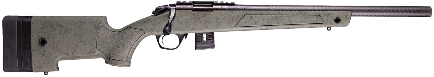 Bergara Rifles BMR008 BMR-X Carbon Fiber 22 LR 10+1 18" Carbon Fiber Threaded Barrel, Black Cerakote Picatinny Rail Steel Receiver, Adj LOP Black w/Green Webbing Synthetic Stock