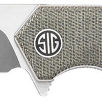 Sig Sauer Knives TS8SG Tsuru  3.30" Folding Tanto Plain Satin 154CM SS Blade, 4.20" Green Canvas Micarta Handle