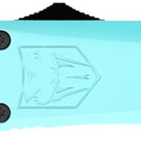 CobraTec Knives STBFS3DNS FS-3  Small 2.75" OTF Drop Point Plain D2 Steel Blade, 4.25" Mint Blue Aluminum Alloy Handle