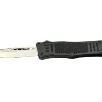 Steel River Knives MT618BULDP MT618 Ultralight 3.25" OTF Drop Point Plain Polished D2 Steel Blade, 4.25" Black Aluminum Handle