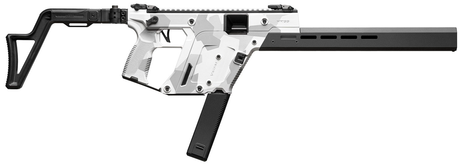 Kriss USA KV453CAD00 Vector CRB Gen3 45 ACP 30+1 16" Black Nitride Threaded Barrel, Arctic Delta Cerakote Receiver w/Picatinny Rail, M-LOK Handguard, Adjustable Folding Black Stock, White Polymer Grip