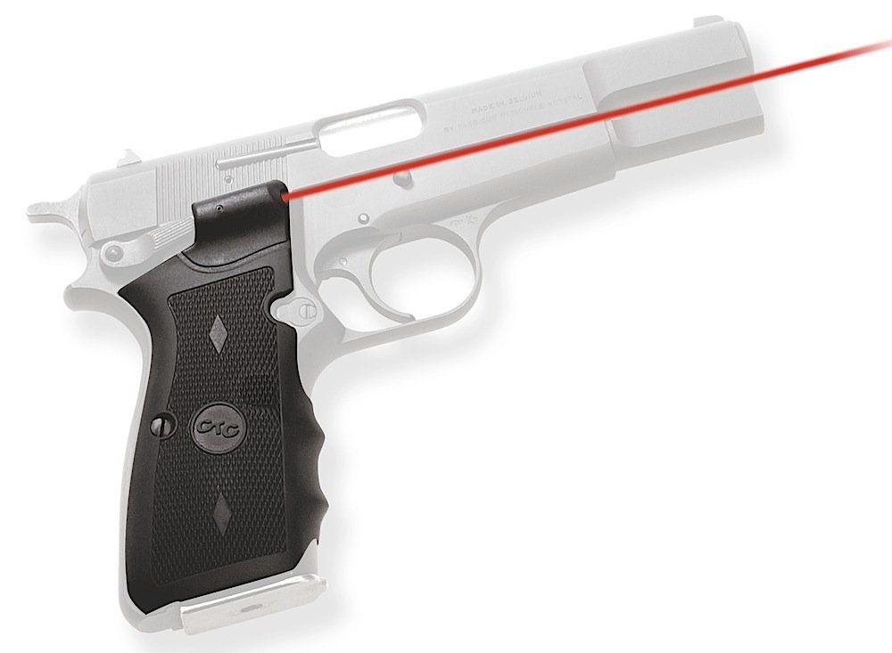 Crimson Trace 011170 Lasergrips Fits Browning Hi-Power, Red Laser 633nM Wavelength 5mW Output, Black Polymer