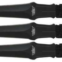 Uzi Accessories UZKTRW003 Throwing Knives  3" Fixed Straight Back Plain Black Stainless Steel Blade Black Nylon Cord Wrapped Handle