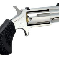 North American Arms PUGT Pug  22 WMR 5 Shot 1" Stainless Steel Barrel, Frame & Cylinder, Black Pebbled Rubber Grip, Exposed Hammer