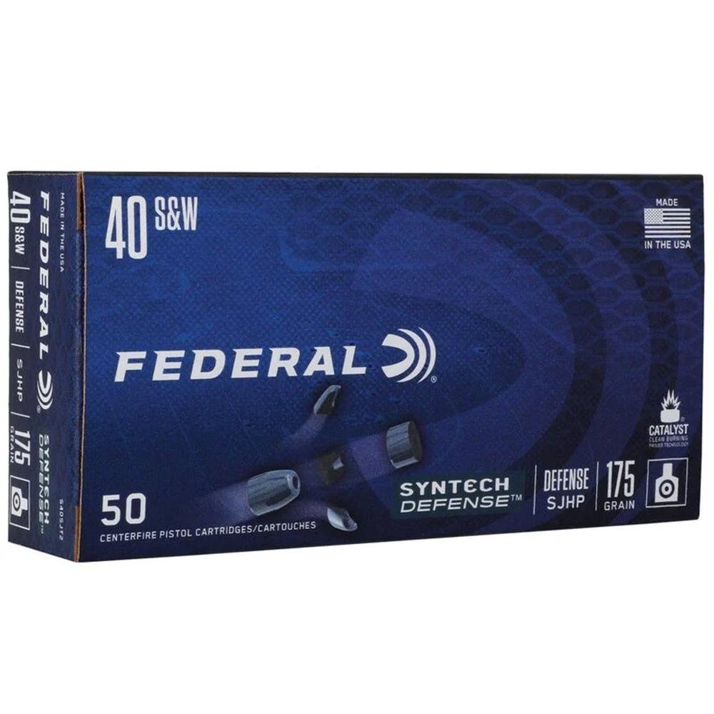 Federal Syntech Defense Handgun Ammunition .40 S&W 175gr SJHP 1000 fps 50/ct