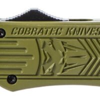 CobraTec Knives MODCTK1MDS CTK-1 Medium 3" OTF Drop Point Part Serrated D2 Steel Blade/OD Green Aluminum Handle Features Glass Breaker Includes Pocket Clip
