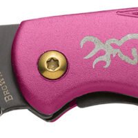 Browning 3220343 Prism 3  EDC Folding 2.38" Plain Black Oxide 7Cr17MoV SS Blade, Plum w/Brass Accents & Logo Anodized Aluminum Handle, Includes Pocket Clip