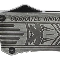 CobraTec Knives LSWCTK1LTNS CTK-1 Large 3.75" OTF Tanto Plain D2 Steel Blade/Stonewashed Aluminum Handle Features Glass Breaker Includes Pocket Clip