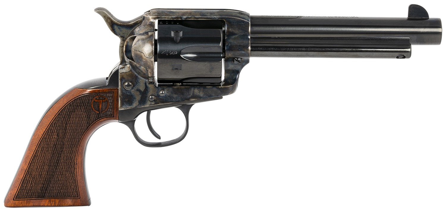 Taylors & Company 550815 Smoke Wagon 44-40 Win Caliber with 5.50" Blued Finish Barrel, 6rd Capacity Blued Finish Cylinder, Color Case Hardened Finish Steel Frame & Checkered Walnut Grip