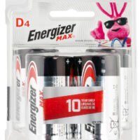 Energizer E95BP4 MAX D Batteries Black & Silver Alkaline 1.5 Volt, Qty (4) Single Pack