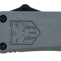 CobraTec Knives SGYFS3DNS FS-3 Small 2.75" OTF Plain D2 Steel Blade/Gray Aluminum Handle Features Glass Breaker Includes Pocket Clip