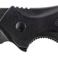 CRKT K800KKP Shenanigan  3.35" Folding Drop Point Veff Serrated Black Stonewashed 4116 Stainless Steel Blade/ Black GRN Handle Includes Pocket Clip