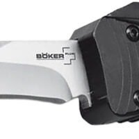 Boker 06EX243 3.35" Plain D2 Steel Blade Black Aluminum Handle