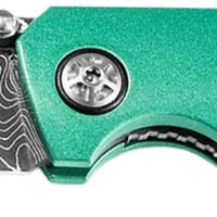 Boker 111102DAM 3.22" Drop Point Plain Damascus Blade Green Aluminum Handle