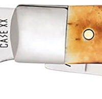 Case 03573 Trapper  3.25" Folding Clip Point/Spey Plain Mirror Polished Tru-Sharp SS Blades, Burnt Dark Amber 6.5 BoneStag Handle
