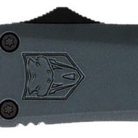 CobraTec Knives MGYFS3DNS FS-3 Medium 3" OTF Drop Point Plain D2 Steel Blade, 4.50" Gray Aluminum Alloy Handle